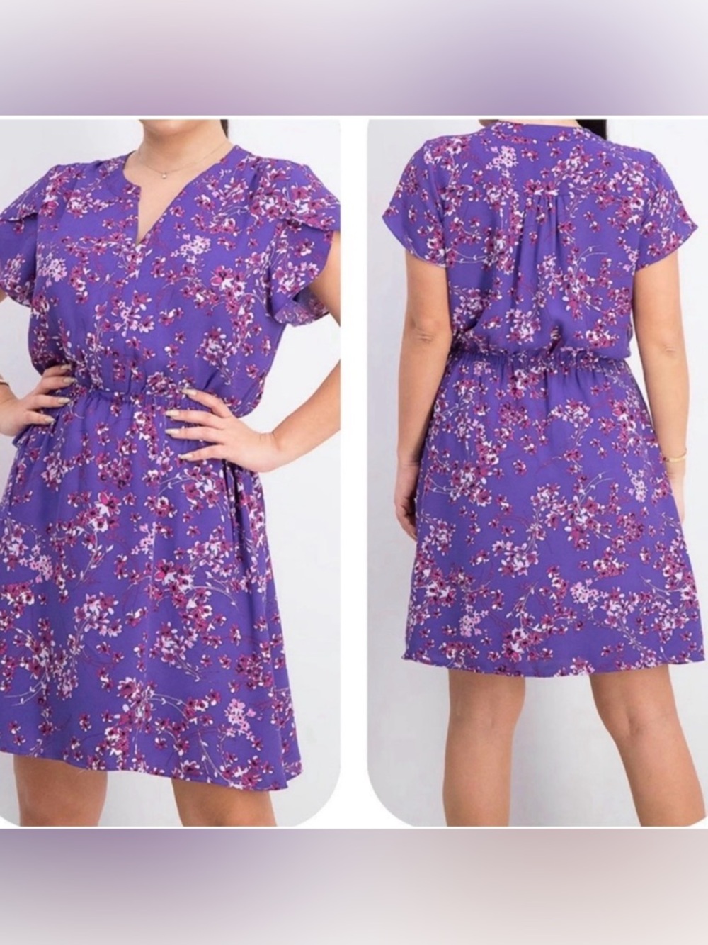 41 Hawthorn Purple Floral Short-Sleeve Dress